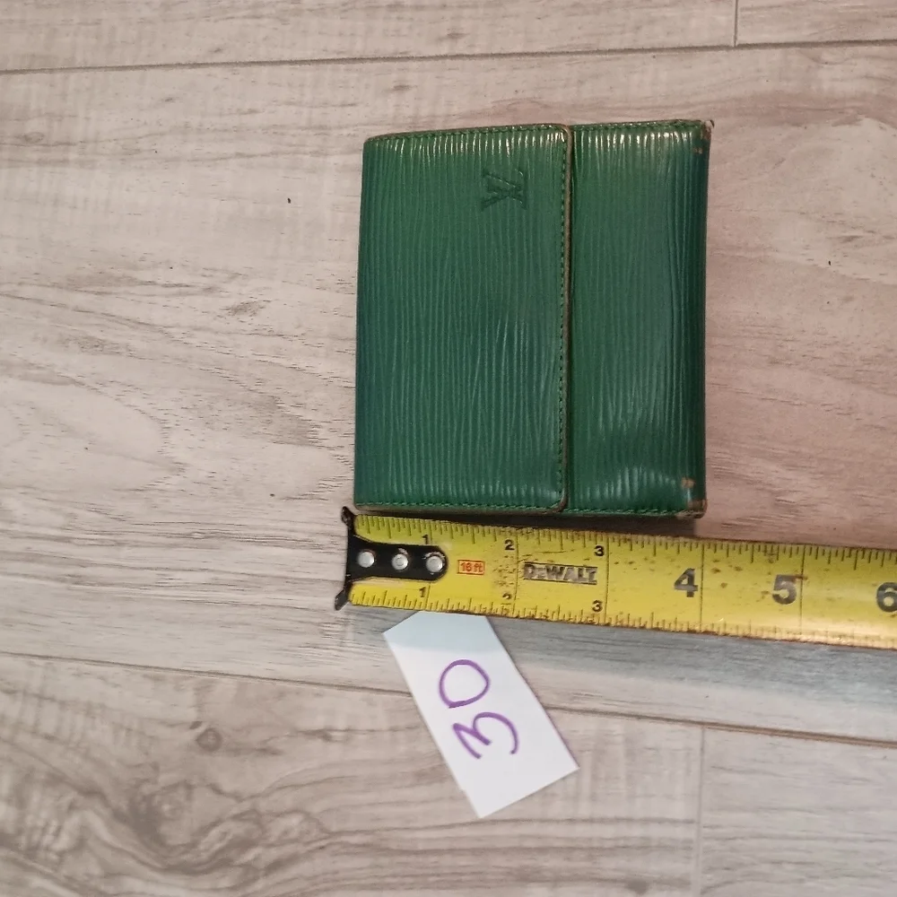 Authentic Louis Vuitton Green Epi Leather LV Embossed Logo Trifold Wallet